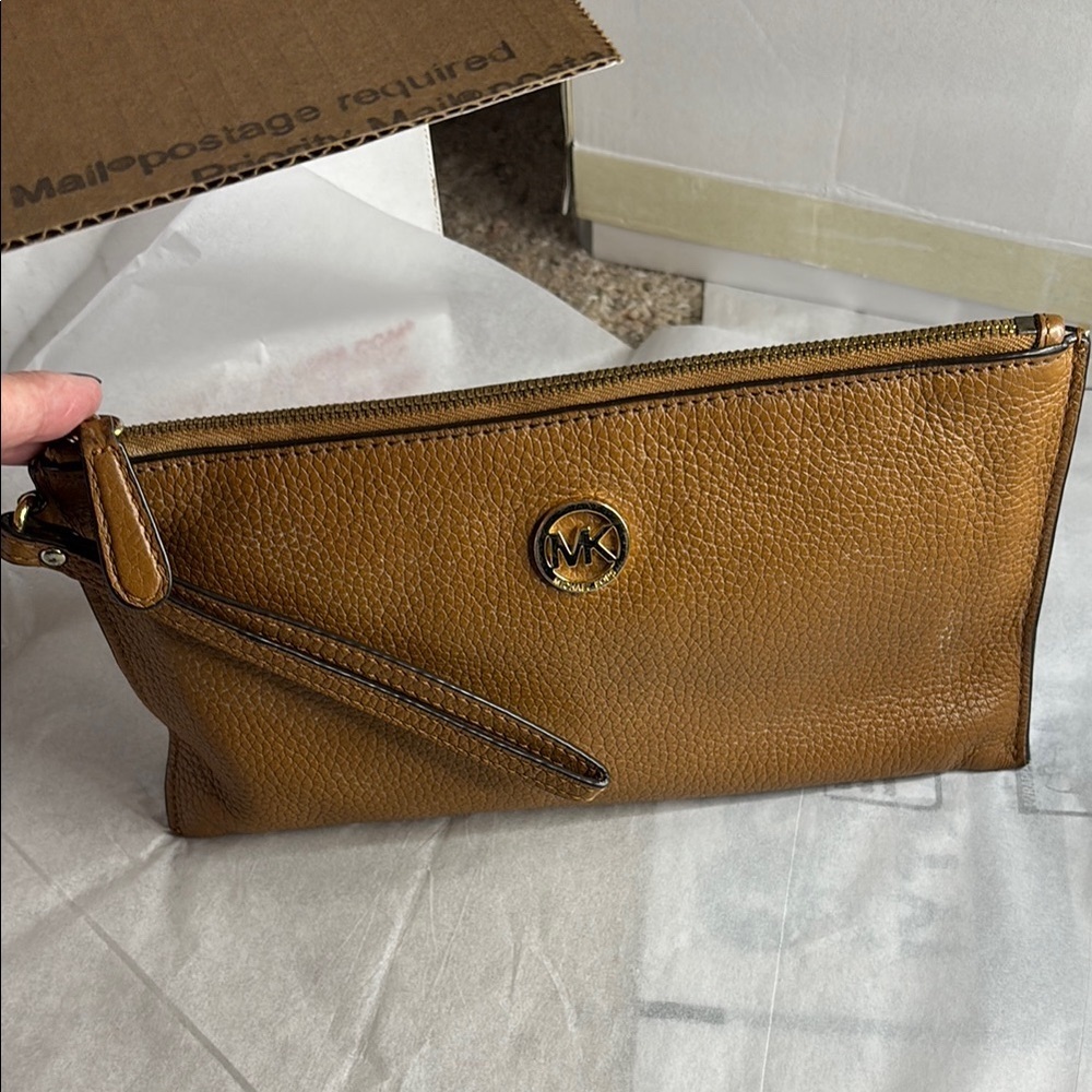 Michael Kors Brown Leather Wristlet